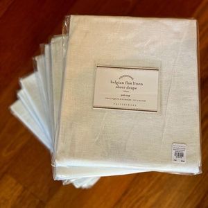 Pottery Barn Belgian Flax Linen Sheer Drape White 50 x 96 inches